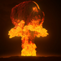 L'explosion dévastatrice d'une bombe nucléaire.